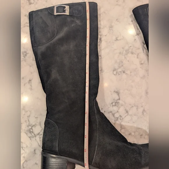 Vintage La CANADIENNE 🇨🇦 Black Waterproof Suede Knee High Stacked Heel Boots - Picture 6 of 9